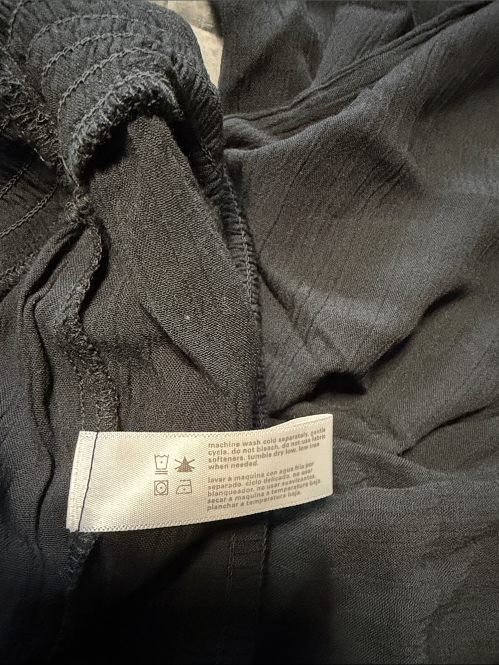 Black Smocked Waist Wide-Leg Pants - Picture 7 of 8